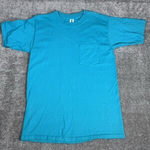 Vintage Columbia T-Shirt Men's Medium Blue Crewneck‎ Single Stitch USA *Flaw*
